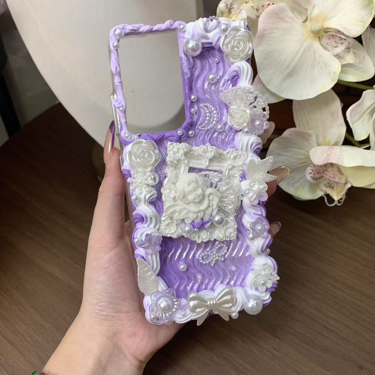 【Baroque Angel Reverie】Phone Case Cream Glue Figurine Decoden DIY Compatible with all phone models