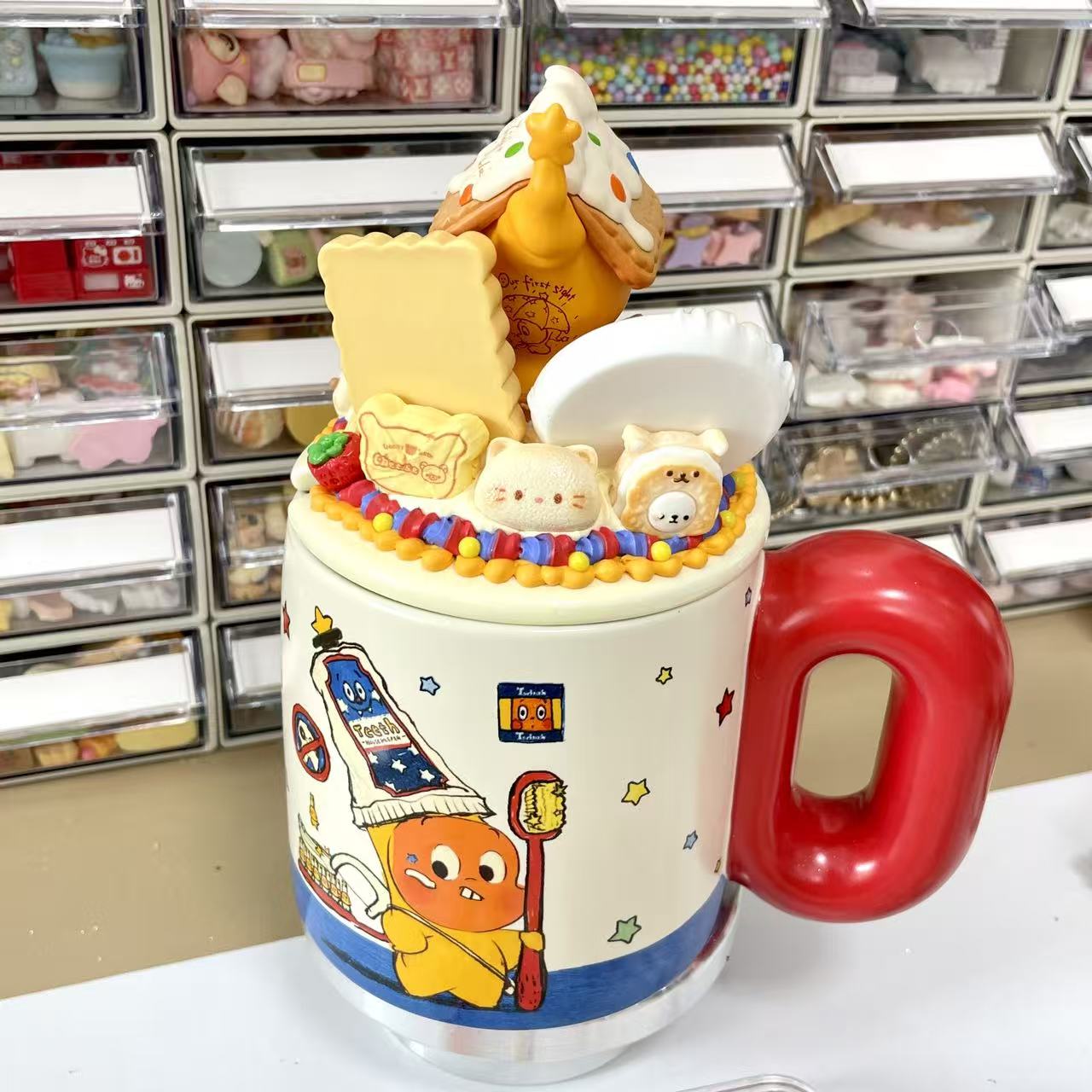 【Twinkle Twinkle Squishy Snack Party Mug】POP MART Twinkle Twinkle Cream Glue Figurines Deco Mug