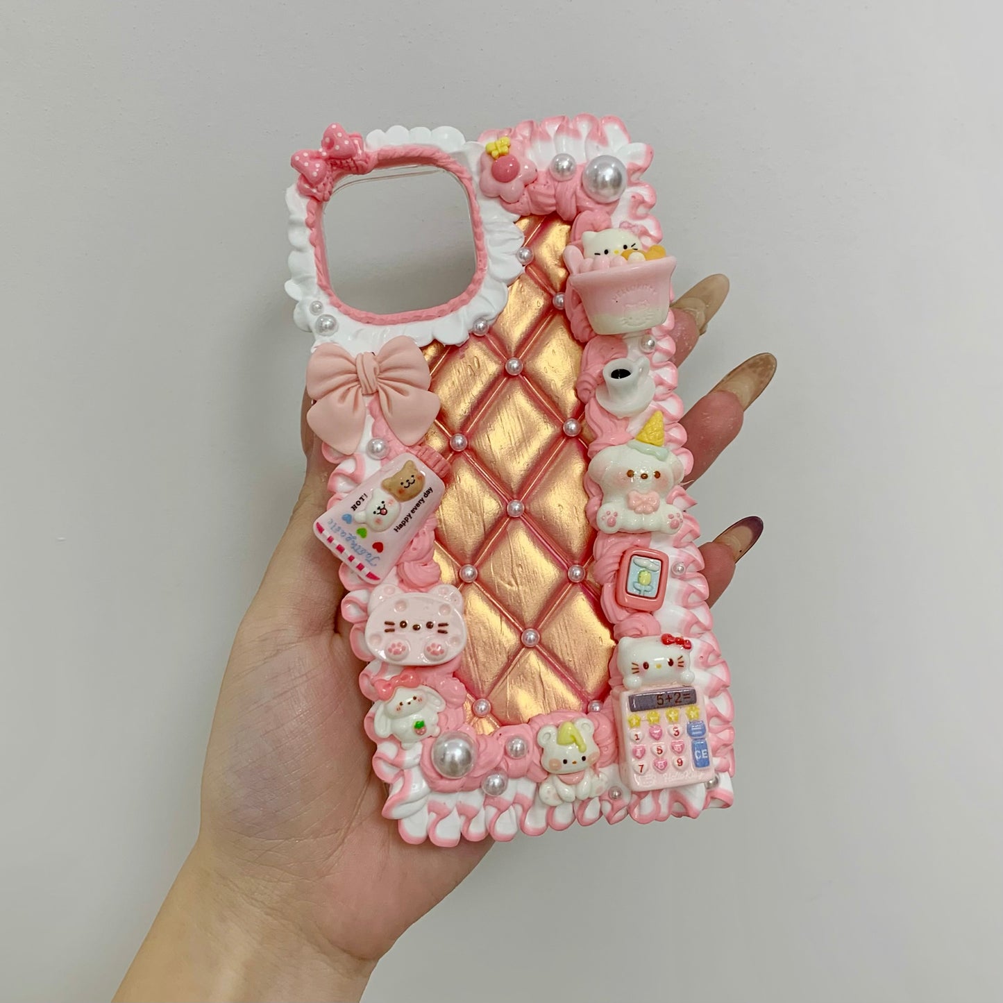 【Pearlescent Leather】Phone Case Cream Glue Figurine Decoden DIY Compatible with all phone models