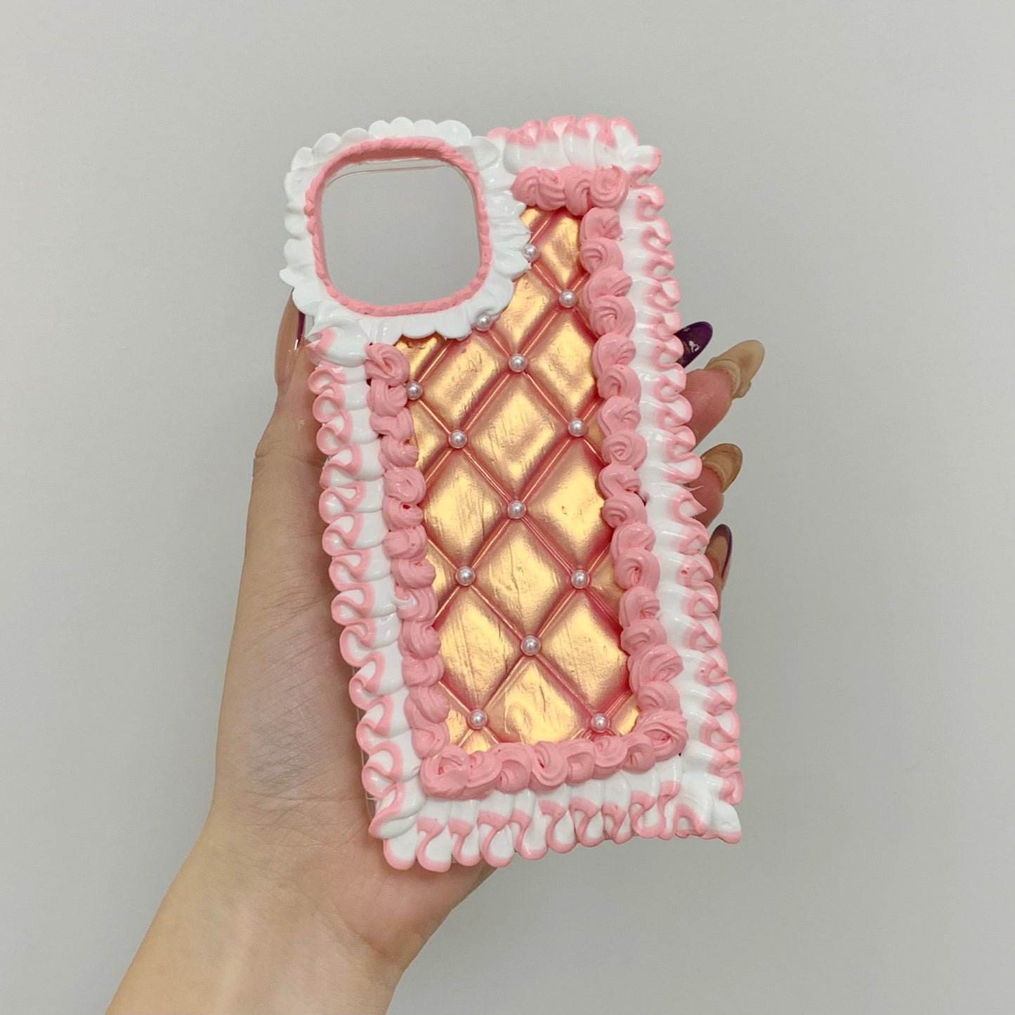 【Pearlescent Leather】Phone Case Cream Glue Figurine Decoden DIY Compatible with all phone models
