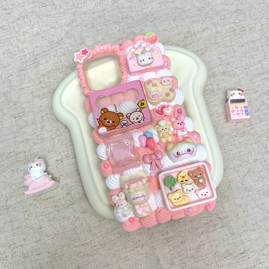 【Cream Puff Dreams】Phone Case Cream Glue Figurine Decoden DIY Compatible with all phone models