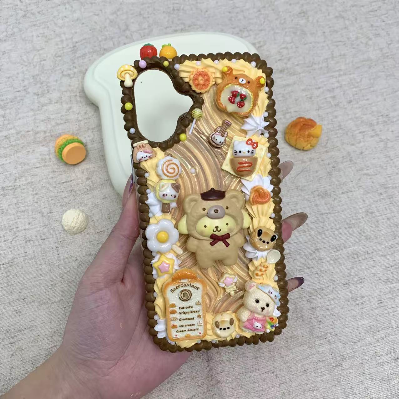 【Pudding Pup Bakery】Phone Case Cream Glue Figurine Decoden DIY Compatible with all phone models