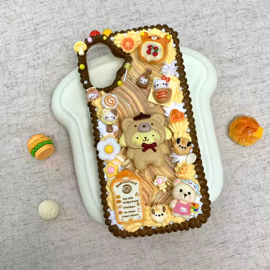 【Pudding Pup Bakery】Phone Case Cream Glue Figurine Decoden DIY Compatible with all phone models