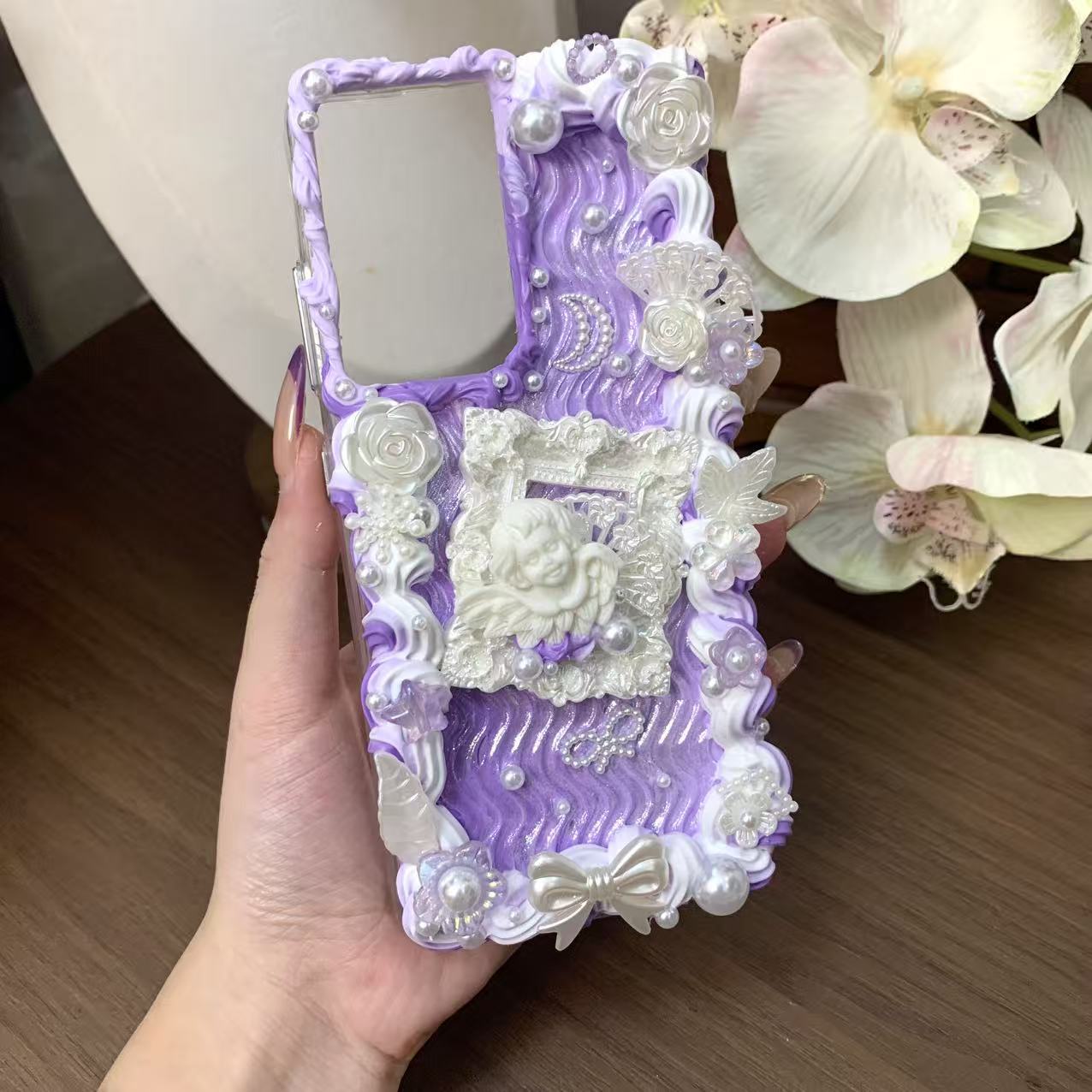 【Baroque Angel Reverie】Phone Case Cream Glue Figurine Decoden DIY Compatible with all phone models
