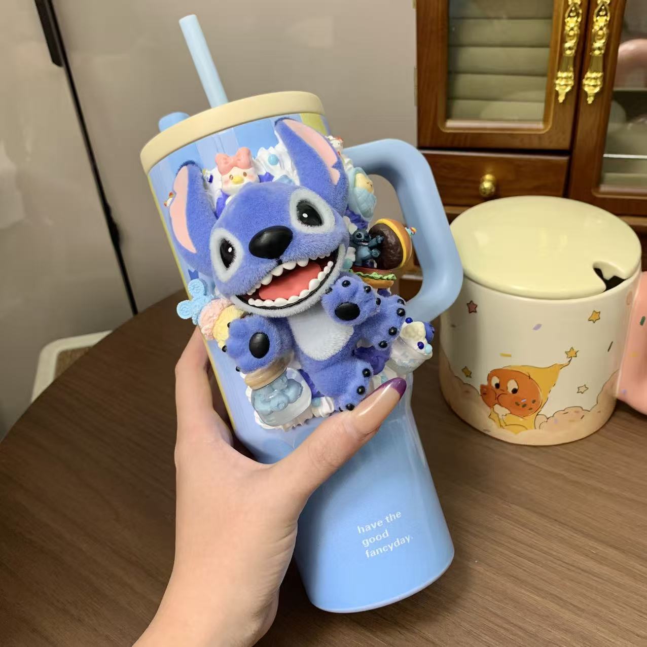 【Stitch Thermos - Play】Cream Glue Figurine Decoden DIY Thermos Perfect Gift Handcrafted Non-toxic Eco-friendly