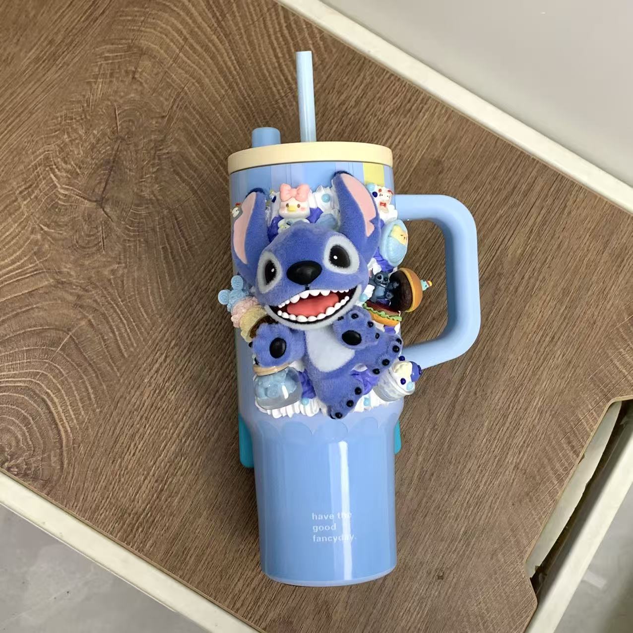【Stitch Thermos - Play】Cream Glue Figurine Decoden DIY Thermos Perfect Gift Handcrafted Non-toxic Eco-friendly